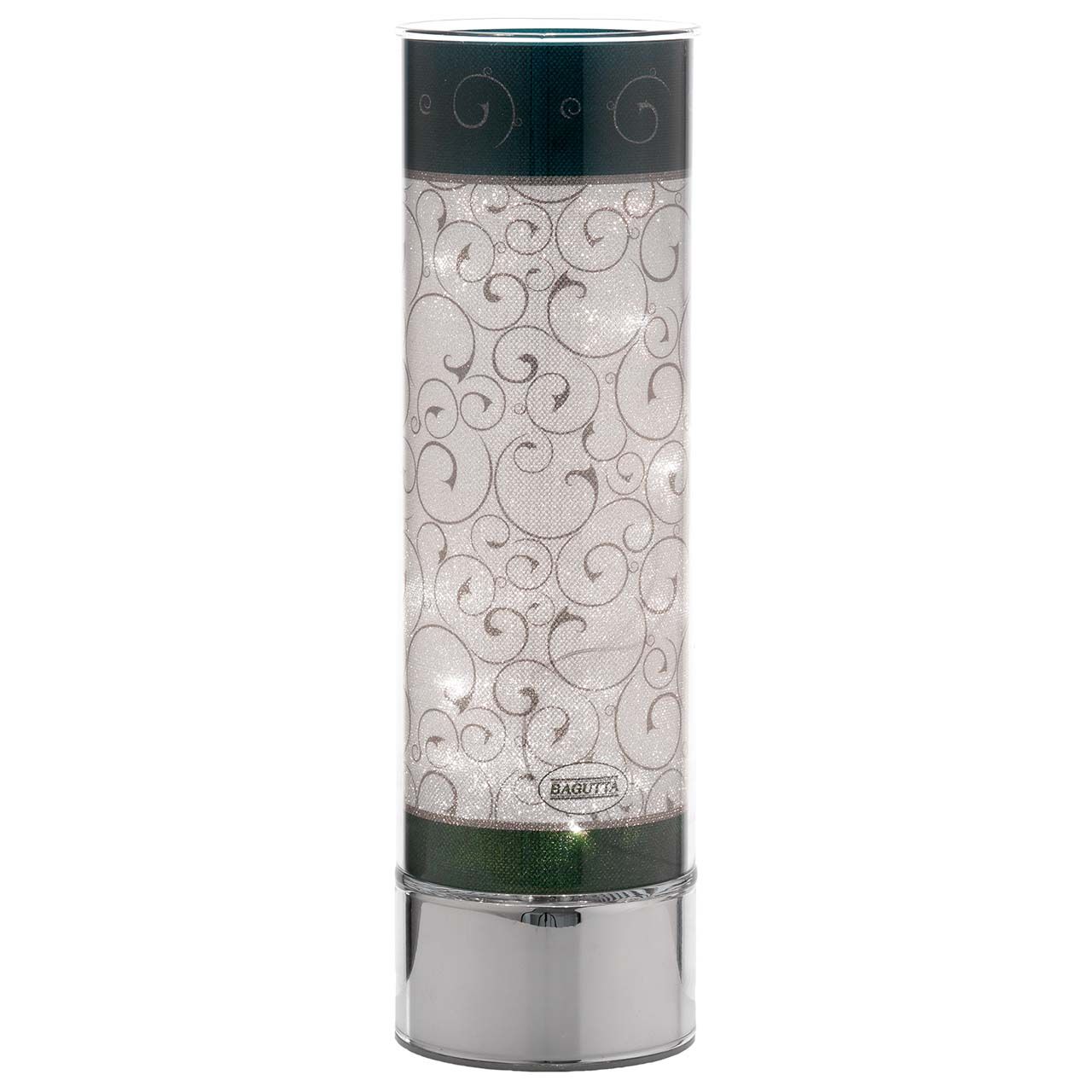 LAMPADA IN VETRO H. 30 CON DECORO RICCIOLI VERDI